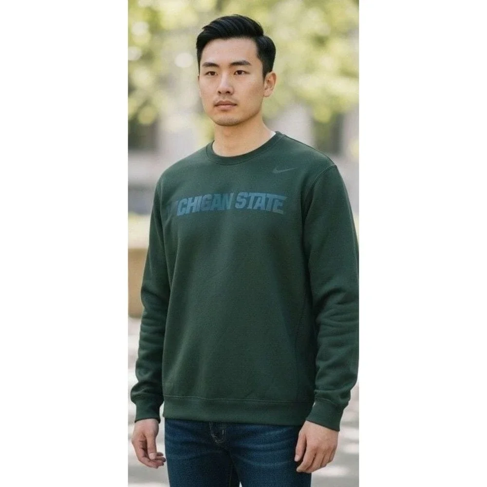 Nike Michigan State Spartans Therma-FIT Green Crewneck Sweatshirt Sz L